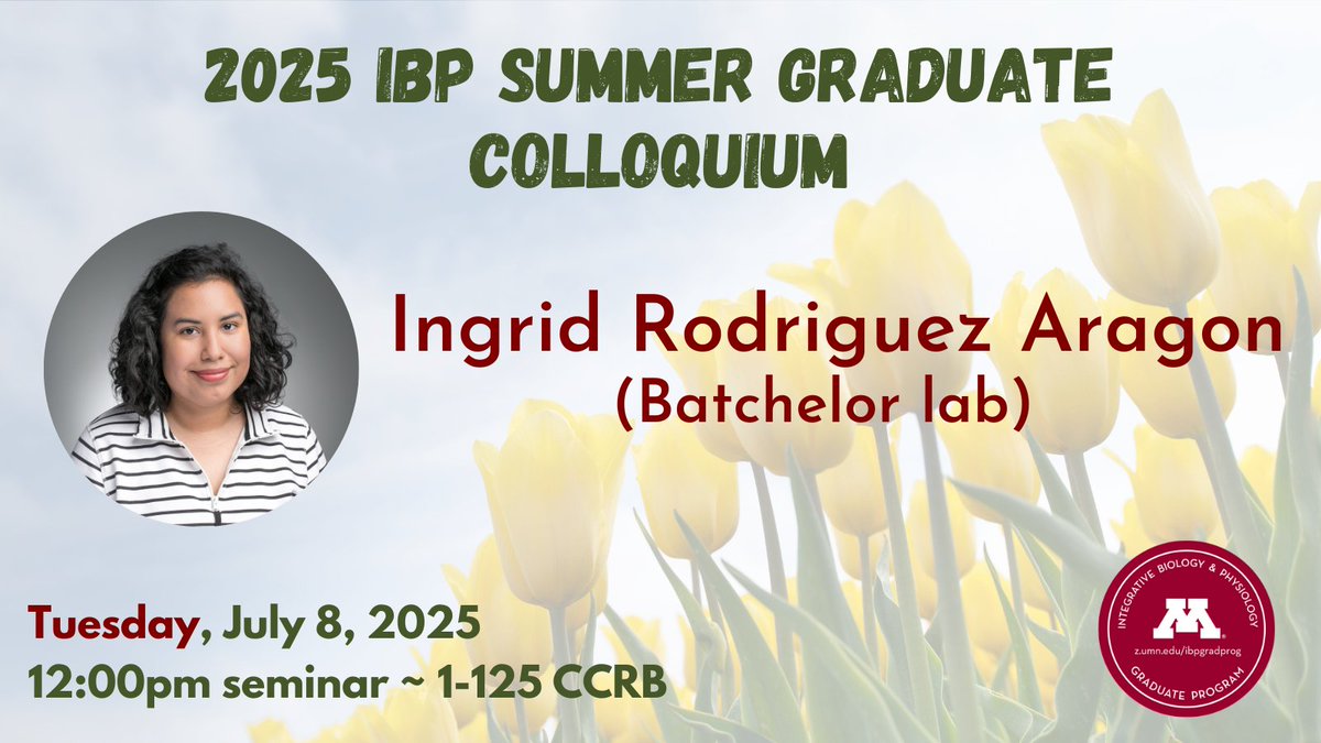 Tomorrow we have Ingrid Rodriguez Aragon from the Eric Batchelor lab for the next IBP summer colloquium! "Role of p53 in mediating doxorubicin-induced senescence in human breast epithelial cells"