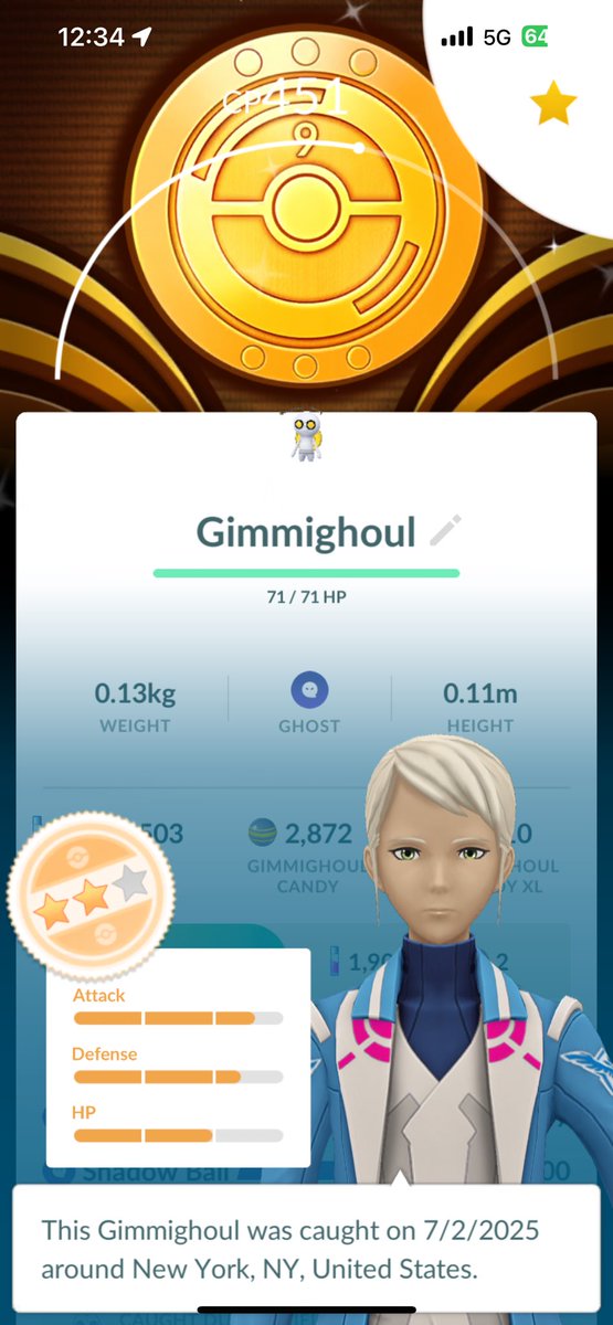 SlowAdam4's tweet image. ✨ Shiny Gimmighoul ✨ with Background, yet still no Hundo 🥲