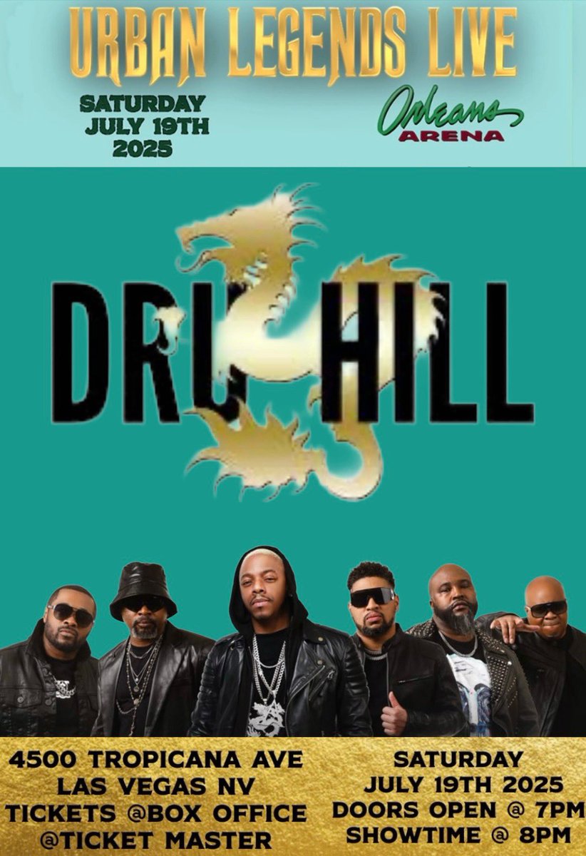 Dru Hill (@druhill4real) on Twitter photo VIVA LAS VEGAS!!!! Y’all ready to dance?! You bring your friends and we’ll bring the hits! Come rock with us at the <a href="/orleansarena/">Orleans Arena</a> on Saturday, July 19th!!
Get your tickets at YearOfTheDru.com!
#YearOfTheDru VIVA LAS VEGAS!!!! Y’all ready to dance?! You bring your friends and we’ll bring the hits! Come rock with us at the <a href="/orleansarena/">Orleans Arena</a> on Saturday, July 19th!!
Get your tickets at YearOfTheDru.com!
#YearOfTheDru