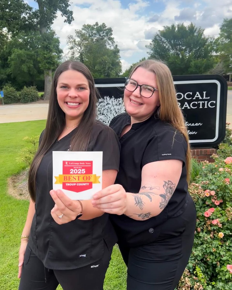 Congrats to Lindsey Robinson '15 (left) and her practice, The Local Chiropractic in LaGrange, for being named Best of Troup County for the fourth consecutive year!
