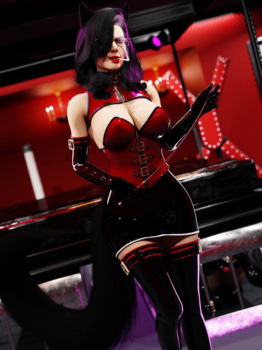 Emily would like to introduce her brand new #BDSM #dungeon! 

Which piece of furniture would you like to test with her?

#b3d #latex #rubber #dominatrix #wolfgirl #kemonomimi #smoking #latexfetish #whip