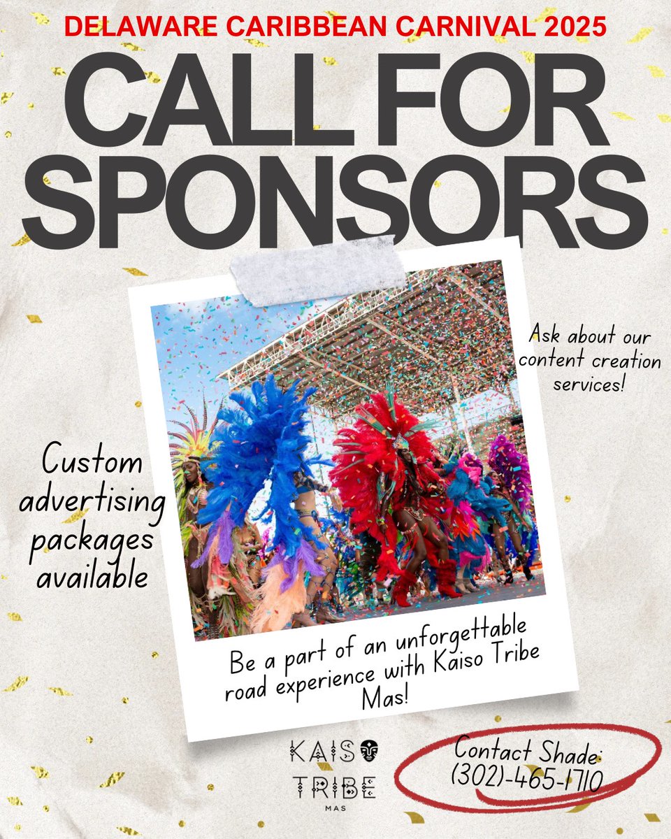 Bring Your Brand to Life at Delaware Caribbean Carnival 2025! Kaiso Tribe Mas is now accepting sponsorship partners for one of Delaware’s most vibrant and anticipated cultural experiences. We’re inviting forward-thinking businesses — from local startups to established brands.
