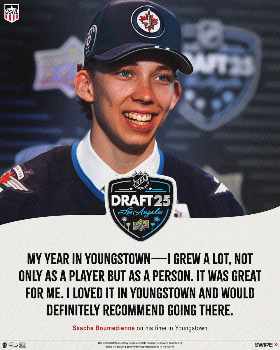 USHL's tweet photo. Sascha Boumedienne (@TerrierHockey) on his time with the @YtownPhantoms 👇 

#USHL | #2025NHLDraft https://t.co/ye2DahcB6b