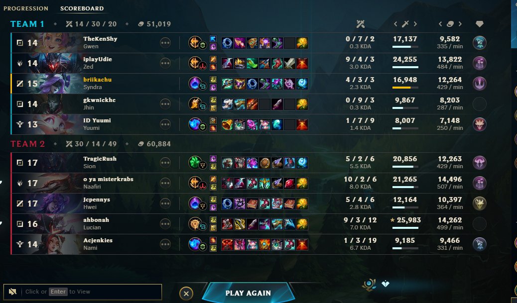 within 1 hour
- league crashed
- obs crashed
- 1/16 jhin yuumi bot lane