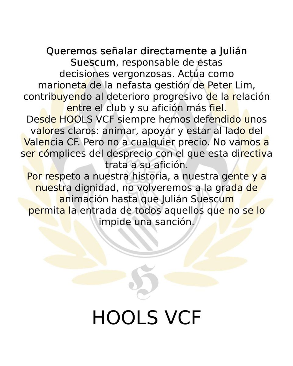 HoolsVCF1919's tweet image. COMUNICADO OFICIAL