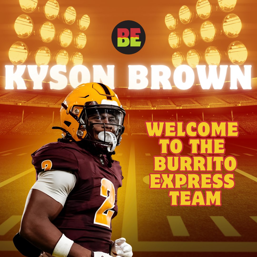 Welcome Kyson Brown to the Burrito Express team! 🏈 🌯 We’re hyped to have him on board and trust us, we’ve got some fun things on the way! Stay tuned, homies.  👀