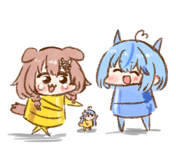 戌神ころね ,雪花ラミィ 「#できたてころね #らみあーと」|ねこやまのイラスト