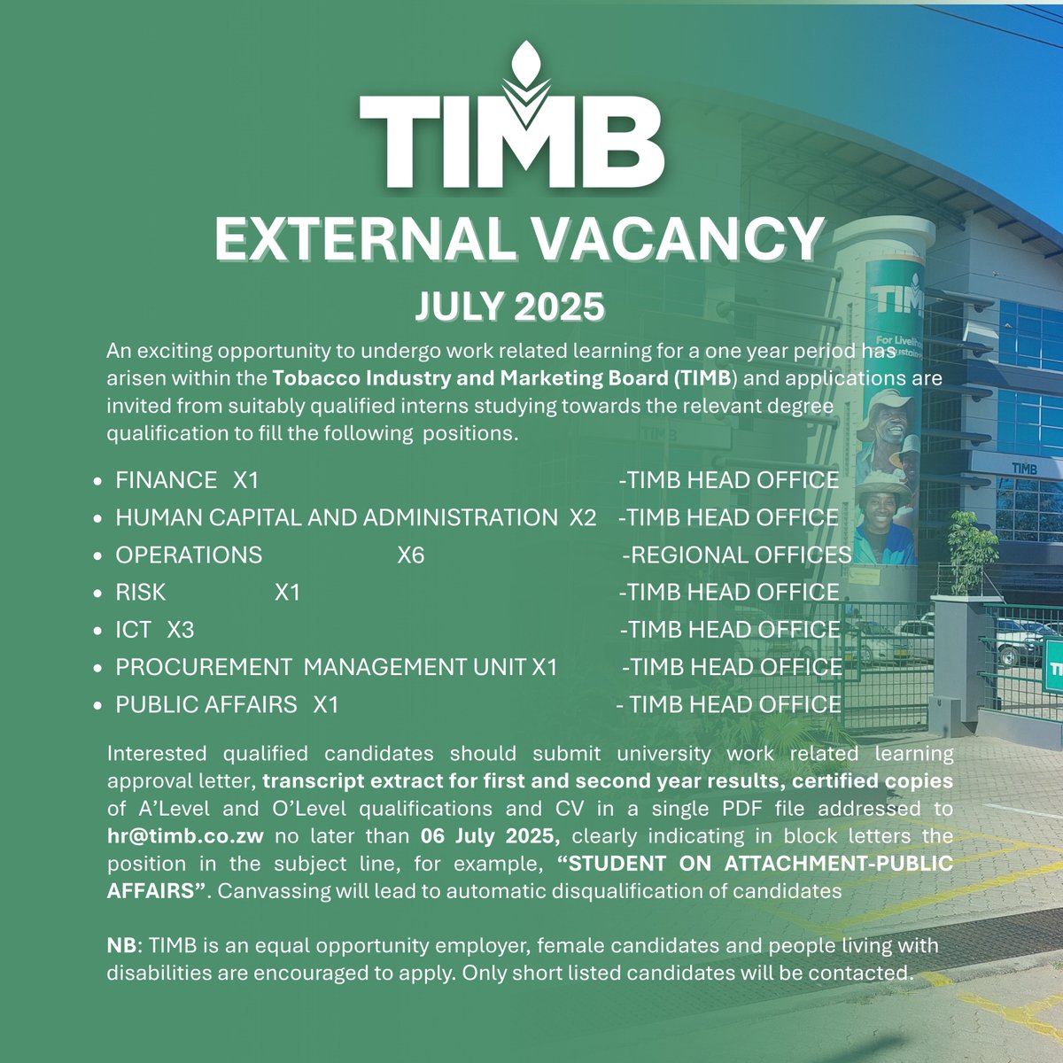 tobacco industry marketing board Zimbabwe Bans Non-Contract VACANCY ALERT 