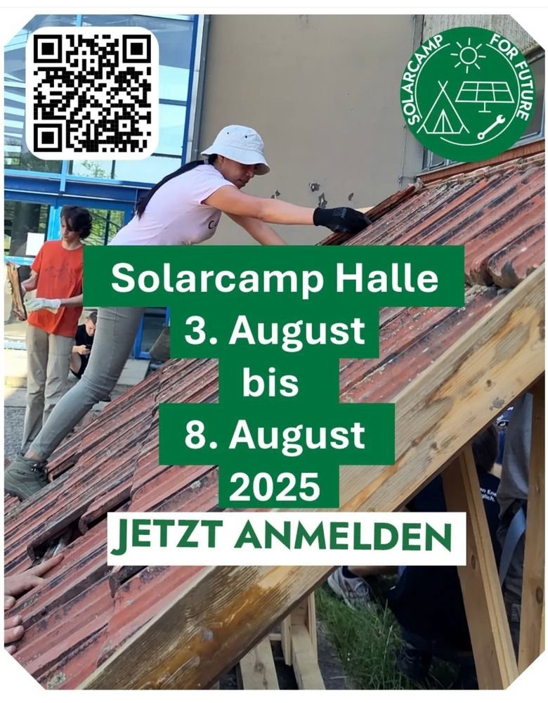 In einem Monat geht’s los ☀️ 3.-9. August 2025 Solarcamp Halle. Weitere Solarcamps siehe bsky.app/profile/wattbe…