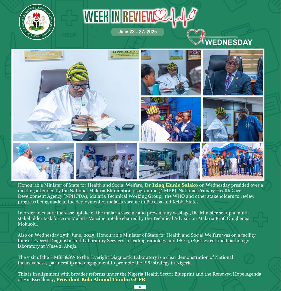 Fmohnigeria's tweet image. From Abuja to Brazil (Technically), Lagos to Ogun — A Week of Impactful Health Leadership!
Honourable Minister of State, @SalakoIziaq hit the ground running — from addressing cancer care funding and obstetric fistula legislation to strengthening malaria vaccine deployment,…