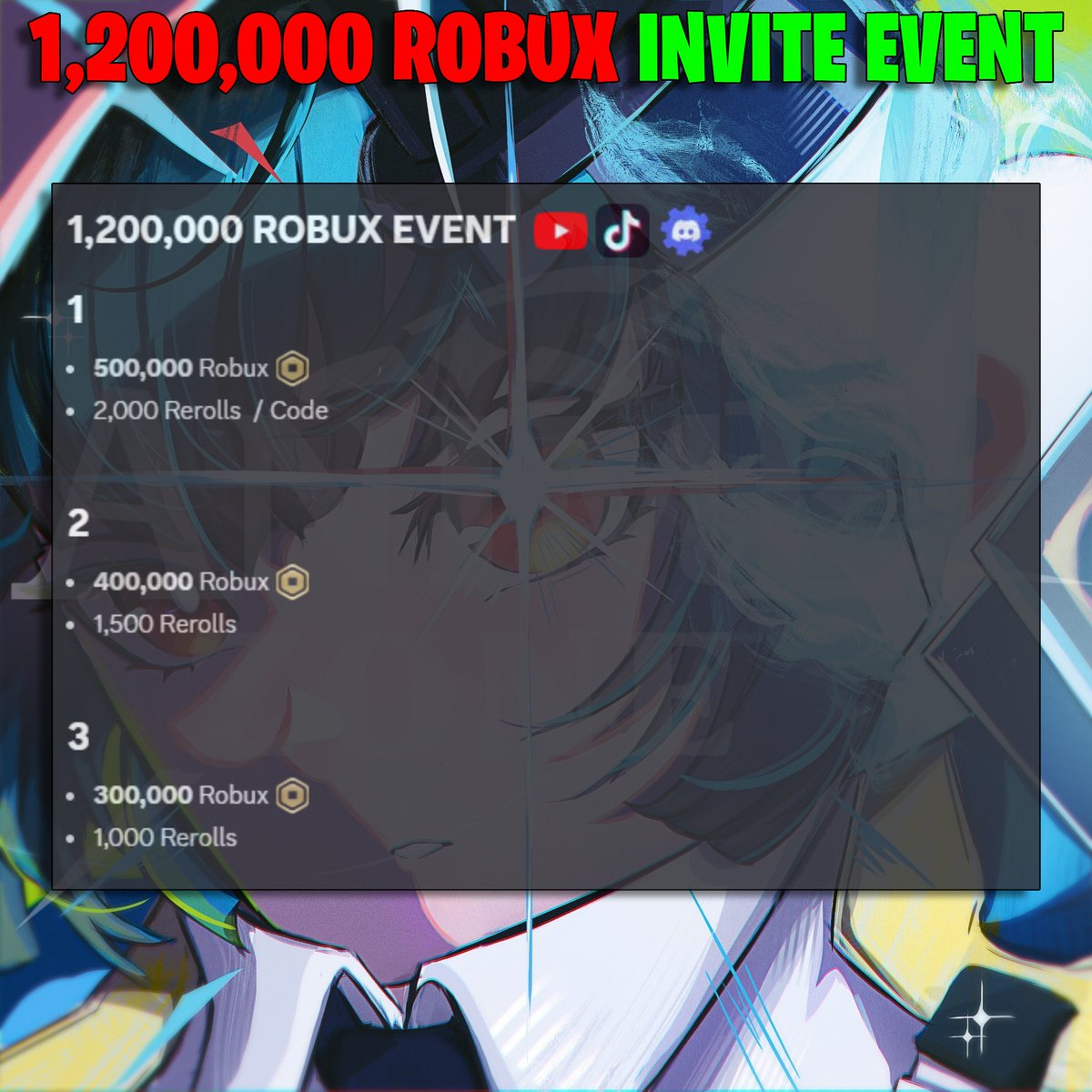 AnimeZoneROBLOX's tweet image. 1.2 MILLION robux event is active in our server, join it and check #announcements to participate 🤑💸
discord.gg/azrbx
