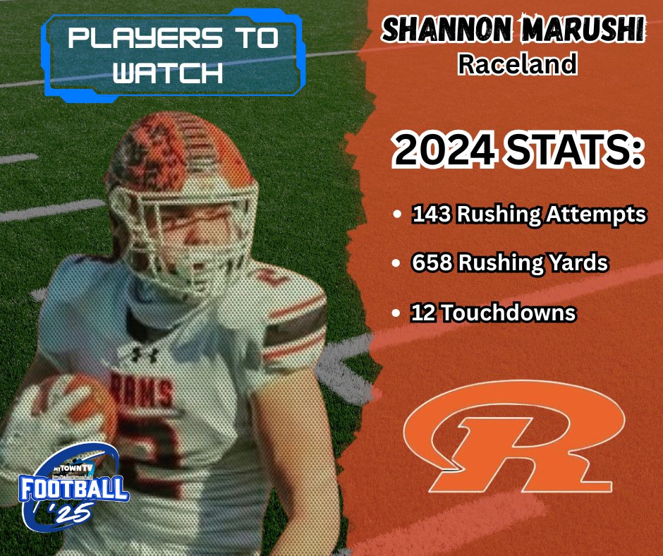 2025 Football Players to Watch 

Shannon Marushi - Raceland

 <a href="/Smarushi2/">Shannon Marushi</a> returns for his senior year after a stellar 2024 campaign. 

Shannon is a goal line seeker who should make a big impact for the Rams this season. Look for an even bigger 2025 for Marushi as the Rams hope to