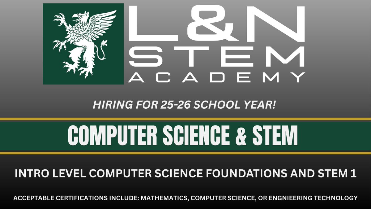 Jimm Allen (@lnstem_mrallen) on Twitter photo Interested in joining the award winning staff at <a href="/LNSTEMAC/">L & N STEM Academy</a>? We are looking for an instructor for our our growing Computer Science & Engineering Team! Apply at knoxschools.munisselfservice.com/employmentoppo… Interested in joining the award winning staff at <a href="/LNSTEMAC/">L & N STEM Academy</a>? We are looking for an instructor for our our growing Computer Science & Engineering Team! Apply at knoxschools.munisselfservice.com/employmentoppo…