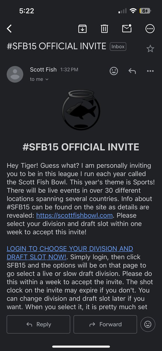 TigerCoolidge's tweet photo. Forgot to post this earlier but thank you @ScottFish24 @DynastyOuthouse @FantasyCaresOrg for the invite to the Scott fish bowl for the 5th year in a row. This year I will be going to the Miami hurricanes conference as the 7th floor crew. #SFB15 https://t.co/uLWPd2nPFC