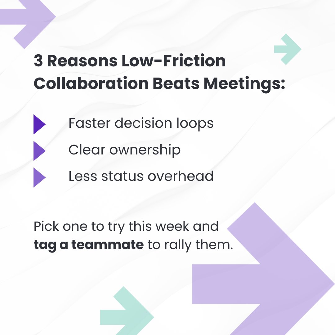 processology's tweet image. 🚫 Too many meetings, not enough movement?
Your team needs fewer blockers, not more syncs! 💡 Unlock low-friction collaboration with:
Faster decisions
Clear ownership
Less status noise
Tag a teammate who needs this! 👇 #MarketingOps #RevOps #HubSpotTips #LessMeetingsMoreMomentum
