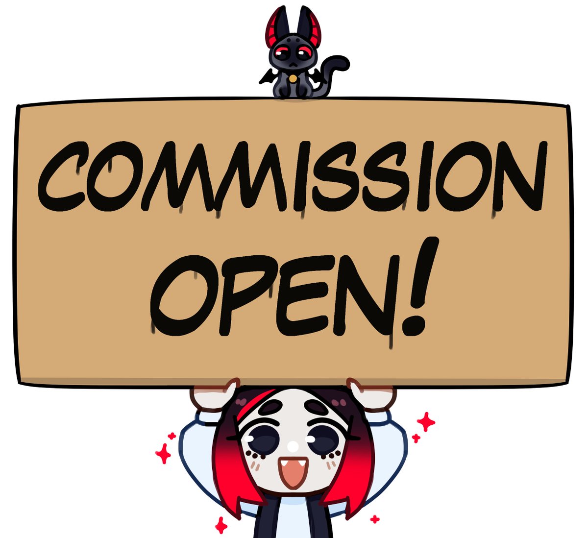 Commissions: OPEN!
Won't be taking on as many this time. Find the form on my linktree on my account! If you have questions feel free to DM me :&gt;
Some examples from last commission batch below: