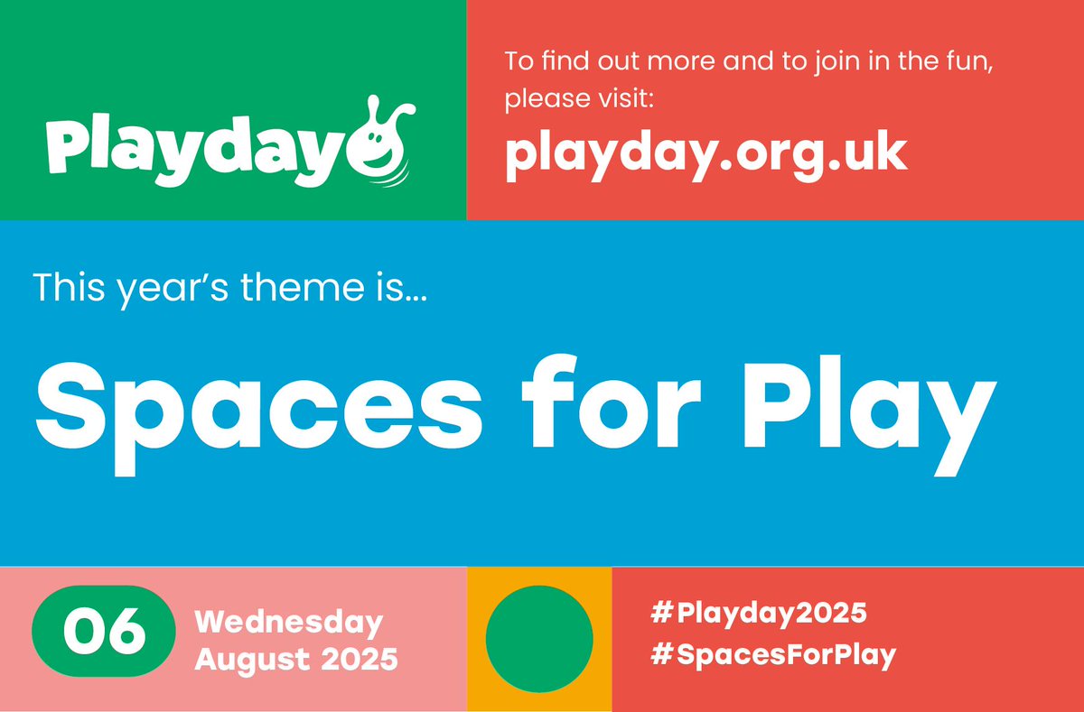Play Wales (@playwales) on Twitter photo 5 weeks to go until #Playday2025 (6 August)🙌
Planning an event in Wales that is open to the public and free to attend? ... Email the details to playfulchildhoods@play.wales, to share it with parents and families on our Playful Childhoods website👇
🔗 playfulchildhoods.wales/blog/playday-2… 5 weeks to go until #Playday2025 (6 August)🙌
Planning an event in Wales that is open to the public and free to attend? ... Email the details to playfulchildhoods@play.wales, to share it with parents and families on our Playful Childhoods website👇
🔗 playfulchildhoods.wales/blog/playday-2…