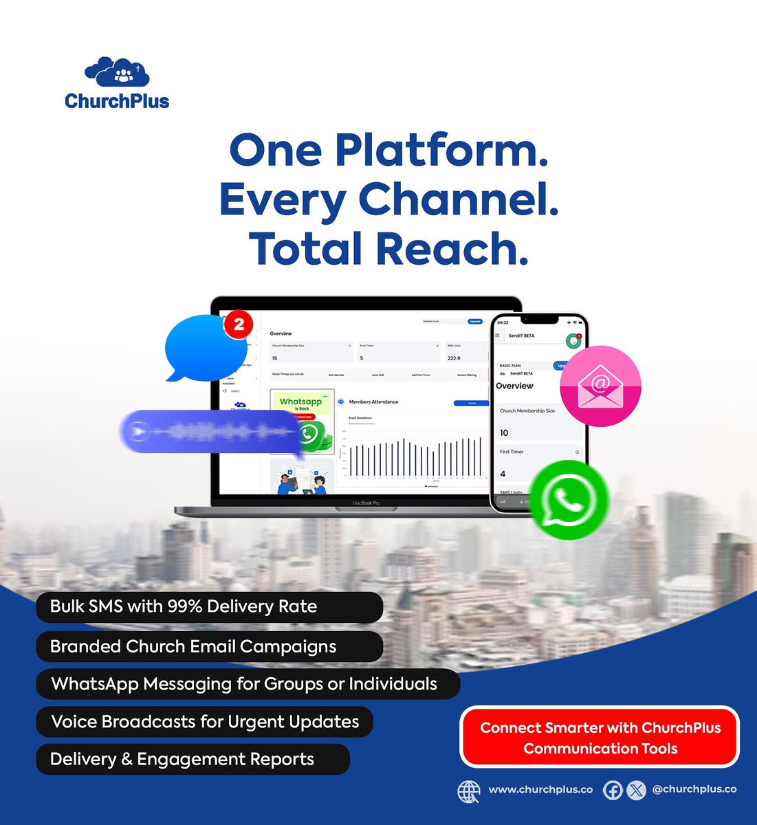 ChurchPlusCo's tweet photo. With ChurchPlus, your church communication goes beyond the pulpit. Reach hearts, homes &amp; hands anytime via SMS, WhatsApp, email &amp; more! Stay connected, engage members &amp; grow your ministry effortlessly.

🔗 Register now: https://t.co/NGCOsv4UVf

#ChurchTech #SmartChurch #chms https://t.co/CJPIvTlsCI