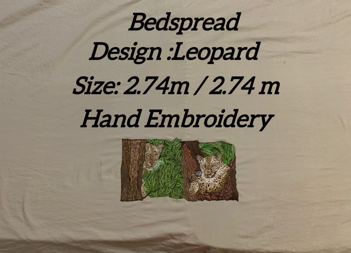ArtistSandya's tweet photo. #NewProjects #Leopard2 #Completed #WorkInProgress #BEDSPREAD #HandEmbroidery #RealisticEmbroidery  #IndianArtist #MadeInIndia #handembroideryportrait https://t.co/PNzoHss8Tc