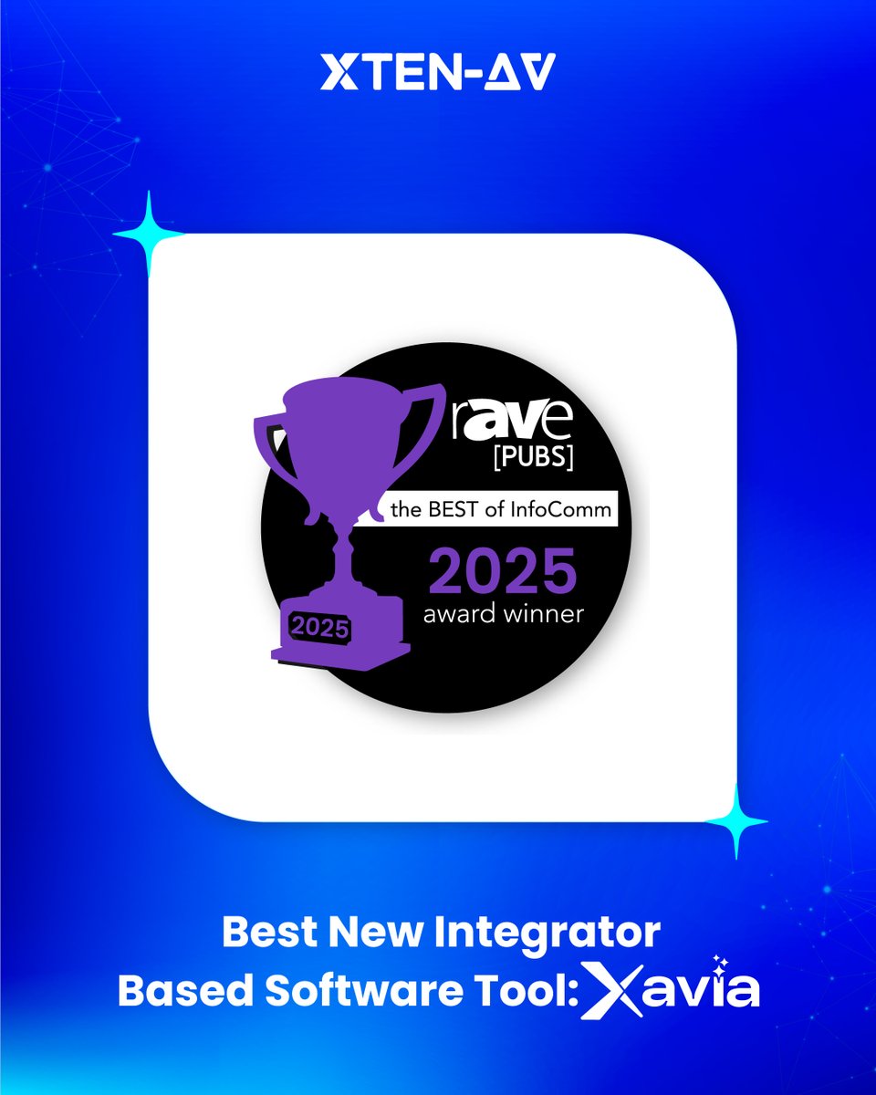 🏆 XAVIA just won Best New Integrator-Based Software Tool at the <a href="/rAVePubs/">rAVe [PUBS]</a>  Awards!
Proud to lead the AI revolution in AV.
📲 Download the XTEN-AV app &amp; try the award-winning XAVIA: app.xtenav.com/download-app

#XAVIA #XTENAV #rAVePubs #ProAV #AVtech #AIinAV