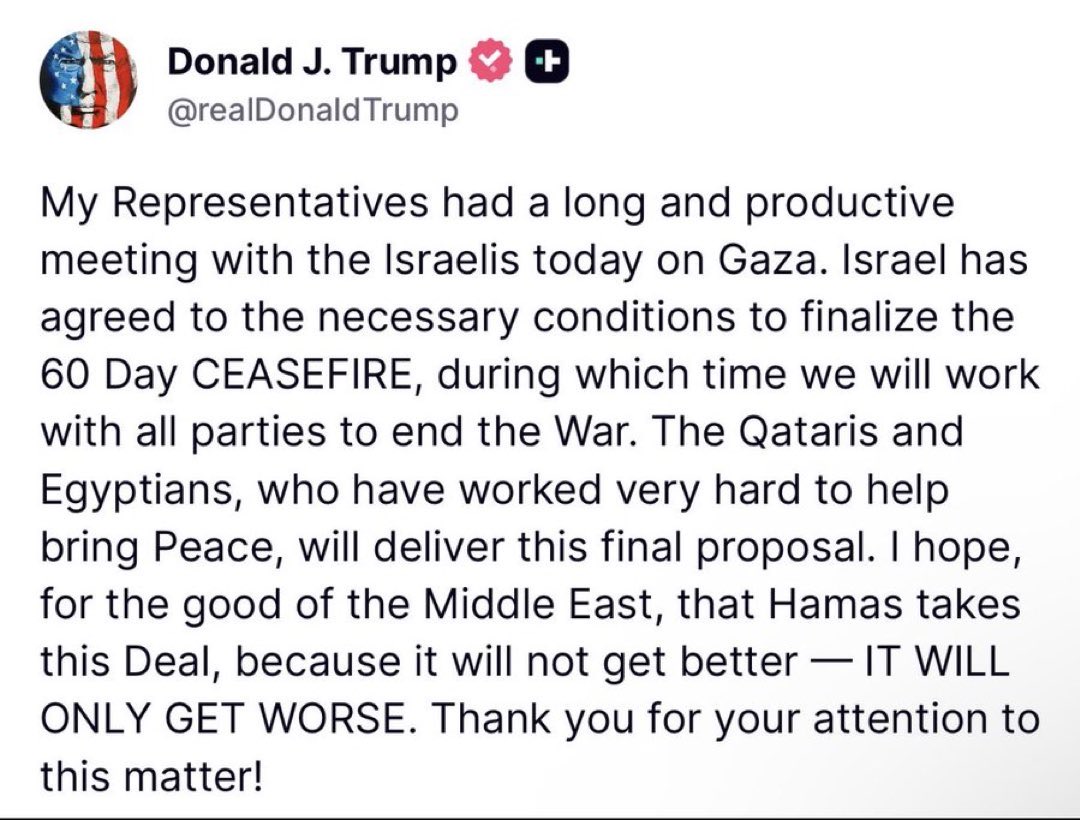One more #ceasefire announced by trump... If he finds a permanent solution for Palestinians, then he deserves a Nobel.