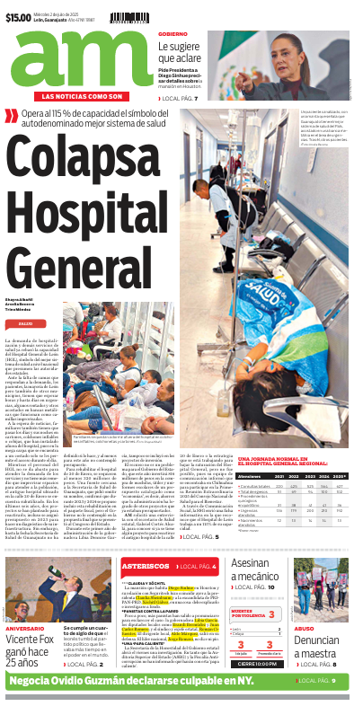 periodicoam's tweet photo. 📰 Comienza tu día con Las 8AM. Suscríbete a nuestro newsletter https://t.co/p7IPptmL6d

1️⃣ Hospital General de León colapsa: demanda de atención rebasa su capacidad instalada https://t.co/dCeWXmLmbS https://t.co/YtMmcVxjZB