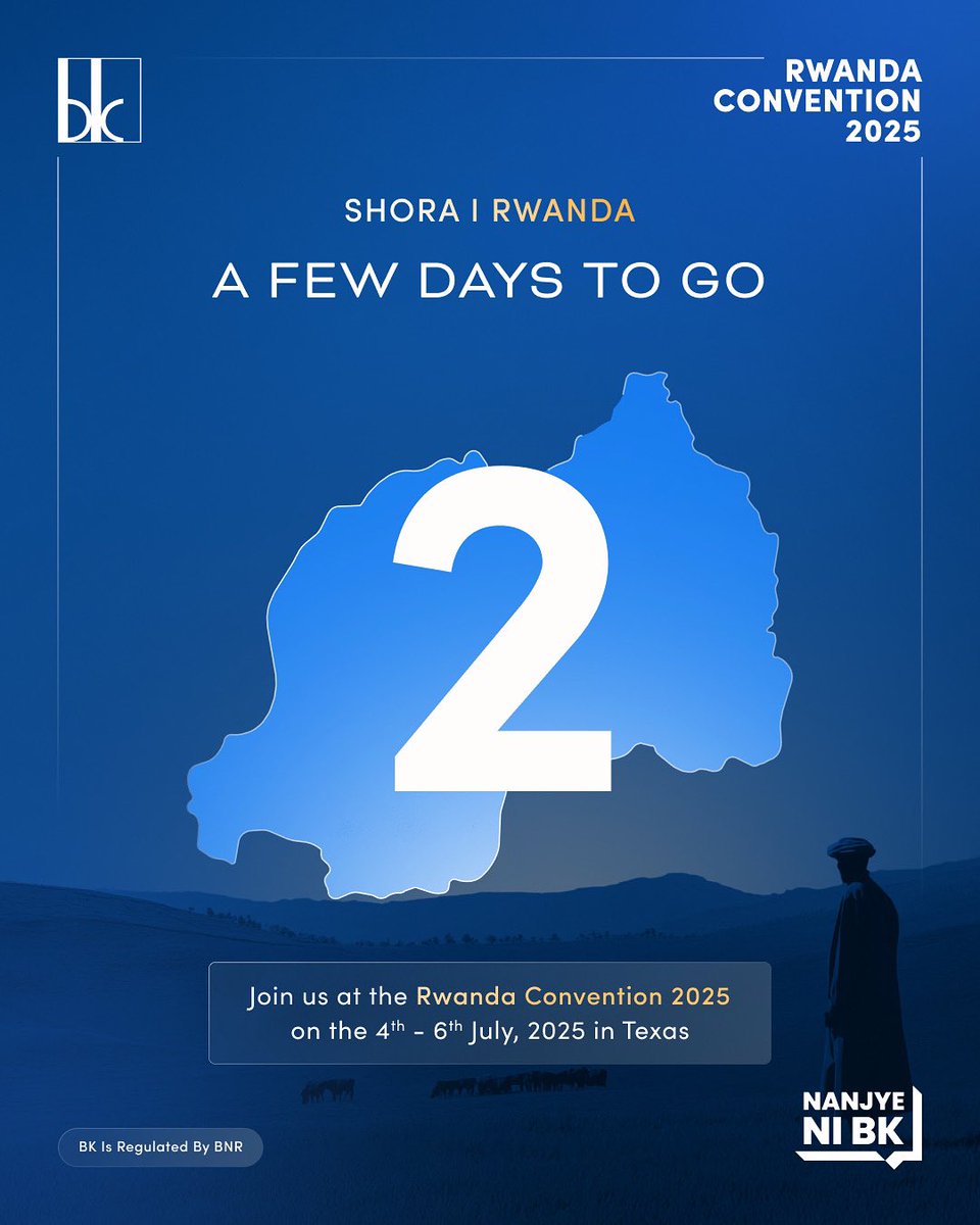 Bank of Kigali Official (@bankofkigali) on Twitter photo Just 2 days to go✨! The Rwanda Convention USA 2025 is almost here and we can't wait to connect with our community in the USA. Discover opportunities to invest back home. Learn how your money can grow with BK. Let's build the Rwanda we want, together🇷🇼.
📍Texas | July 4-6, 2025 Just 2 days to go✨! The Rwanda Convention USA 2025 is almost here and we can't wait to connect with our community in the USA. Discover opportunities to invest back home. Learn how your money can grow with BK. Let's build the Rwanda we want, together🇷🇼.
📍Texas | July 4-6, 2025