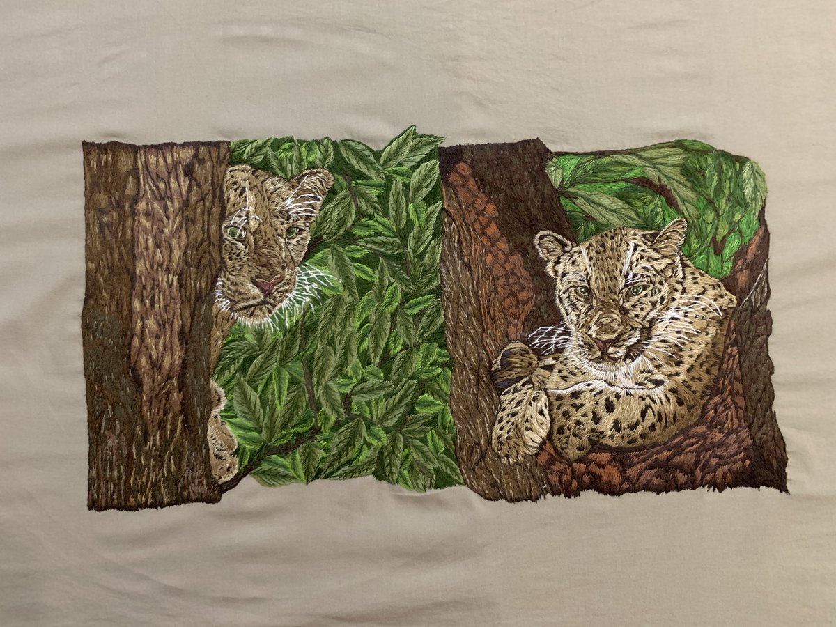 ArtistSandya's tweet photo. #NewProjects #Leopard2 #Completed #WorkInProgress #BEDSPREAD #HandEmbroidery #RealisticEmbroidery  #IndianArtist #MadeInIndia #handembroideryportrait https://t.co/qEfGgmqnUf
