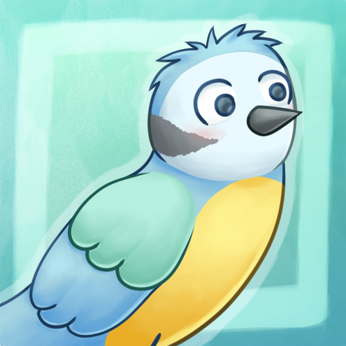 katuend's tweet image. It's time for a new icon, say hello to this little bird with a mint wing and some fuzzy blue hair!