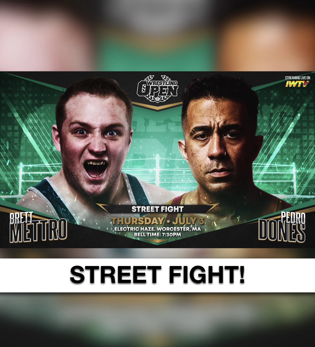 BREAKING: The rivalry between Brett Mettro and Pedro Dones comes to a head in a STREET FIGHT!

Thursday in Worcester.

#WrestlingOpen
