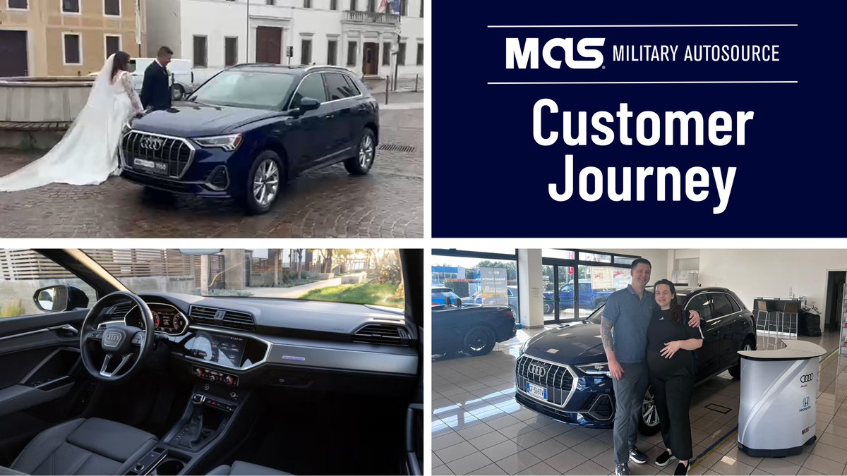 From Aviano with love! When an Air Force Captain and his fiancée planned their dream wedding in Italy, our MAS sales specialist delivered their brand new Audi on the big day!
Read their romantic 5-star story: bit.ly/45WDHEd

#militarylife #militaryautosource #audi
