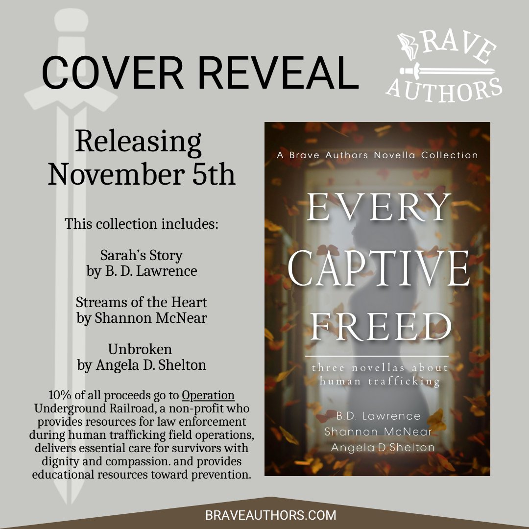 Aubrey Reiss Taylor, Author (@aubtaybooks) on Twitter photo Did you know there are actually THREE #novella collections coming from the #BraveAuthors this fall? This one has #humantrafficking awareness at it's heart and contains #stories from <a href="/Shenandoah_Dawn/">Shannon McNear</a> (Shannon McNear) <a href="/BDLawrence3/">B.D. Lawrence 📚🇺🇸💻🏌️♂️</a> and <a href="/AngelaDShelton/">Angela D. Shelton</a> -- not to be missed! 🔗 Below👇 Did you know there are actually THREE #novella collections coming from the #BraveAuthors this fall? This one has #humantrafficking awareness at it's heart and contains #stories from <a href="/Shenandoah_Dawn/">Shannon McNear</a> (Shannon McNear) <a href="/BDLawrence3/">B.D. Lawrence 📚🇺🇸💻🏌️♂️</a> and <a href="/AngelaDShelton/">Angela D. Shelton</a> -- not to be missed! 🔗 Below👇