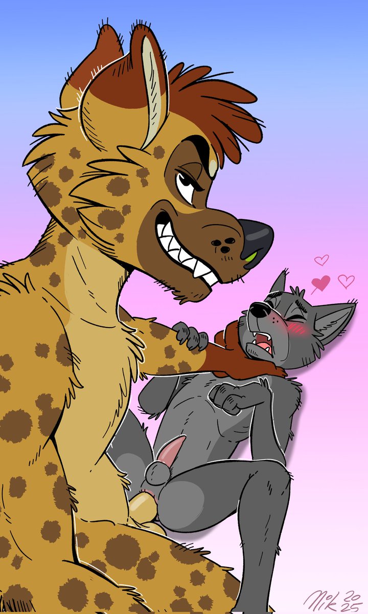 Just your friendly hyena helping his wolf friend a bit~ ☺️
