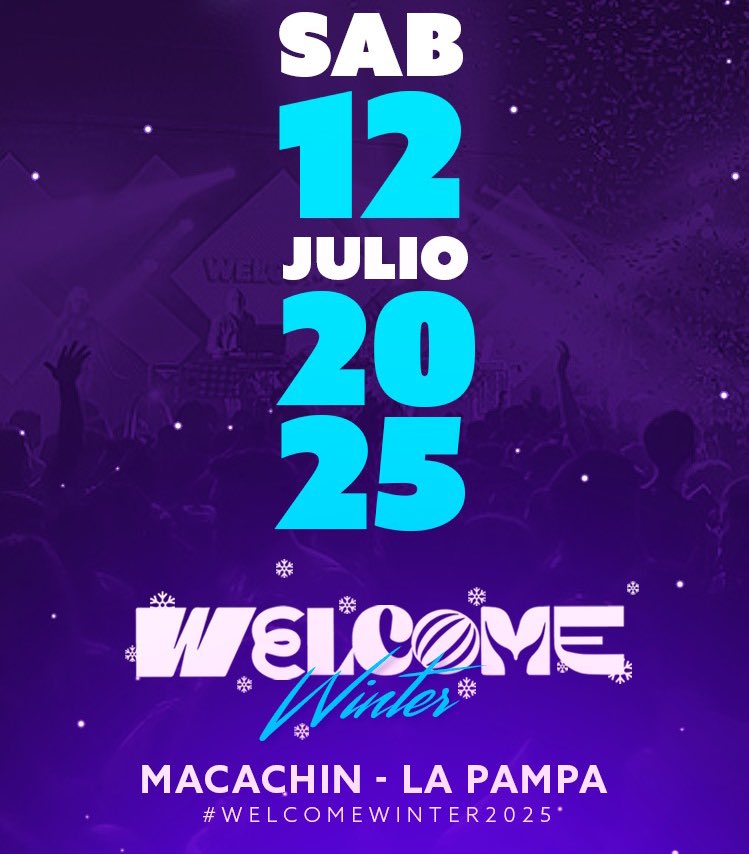 Welcome WINTER llega este Sábado 12.julio a #Macachín 
entradas disponibles en batacha.com.ar 

#WelcomeWinter