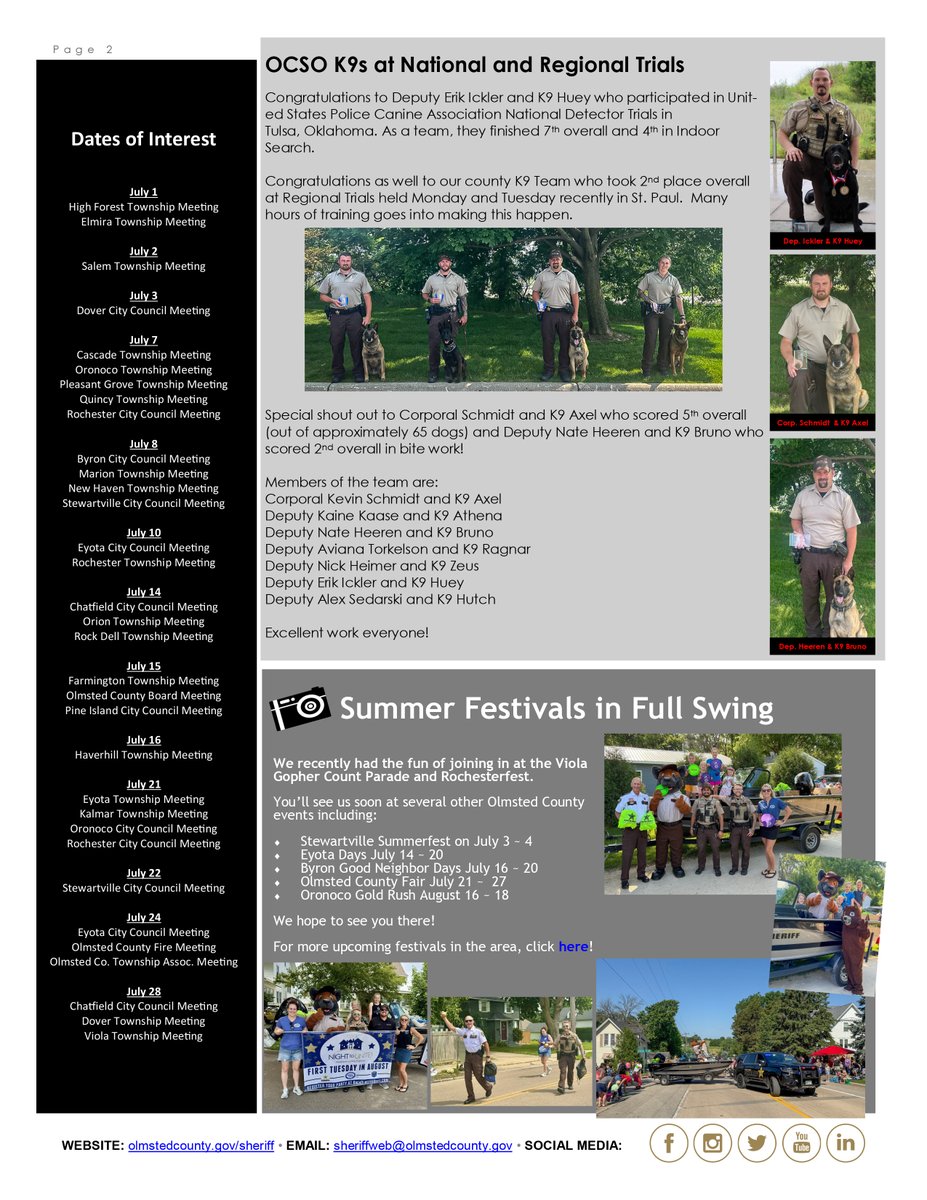 The July 2025 edition of the Olmsted County Sheriff's Office Newsletter is available.

Website Version: bit.ly/4ePWrrr
.PDF Version: bit.ly/46ncHO3

#OlmstedCounty