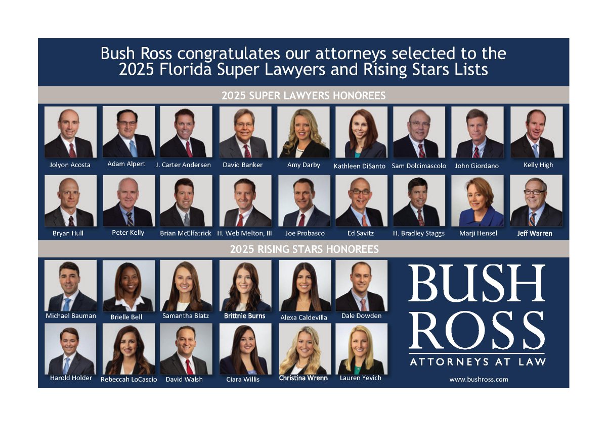 BushRossPA's tweet photo. Congratulations to the 30 Bush Ross attorneys selected to the 2025 Florida Super Lawyers and Rising Stars Lists! https://t.co/qUBKEPEax7