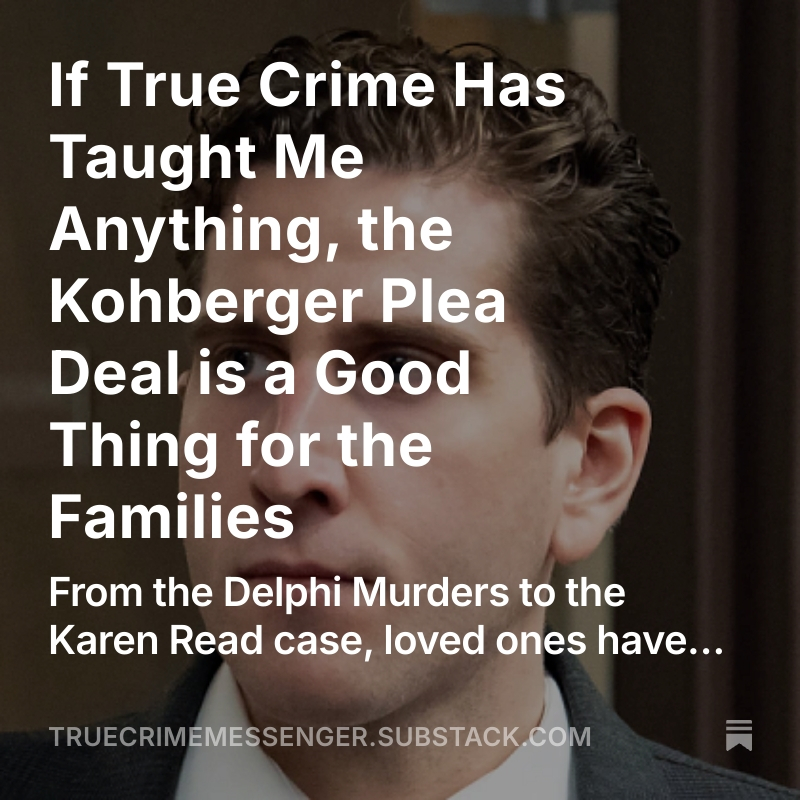 truecrimetimes (@truecrimesub) on Twitter photo If true crime has taught us anything over the past few years, <a href="/jaysonblair7/">Jayson Blair</a> writes that, despite their objections, the Bryan Kohberger plea deal is a good thing for the families.
bit.ly/4l96jhZ If true crime has taught us anything over the past few years, <a href="/jaysonblair7/">Jayson Blair</a> writes that, despite their objections, the Bryan Kohberger plea deal is a good thing for the families.
bit.ly/4l96jhZ