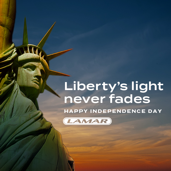 Celebrating freedom, independence, and all that binds us together as Americans. Wishing all our clients, partners, friends, and families from sea to shining sea a joyous and safe Fourth of July!

#IndependenceDay #LamarAdvertising