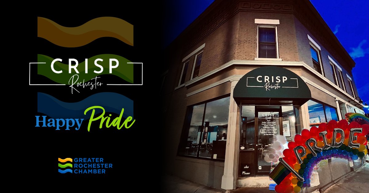 RochesterChambr's tweet image. Happy #PrideMonth! This month, we&apos;re showcasing LGBTQ+ owned members in #GreaterROC 🏳️‍🌈 CRISP Rochester, owned by Valerie &amp;amp; Wendi Loyet, serves seasonally inspired, modern comfort food in the South Wedge, and hosts drag brunches and an annual Pride party each June.