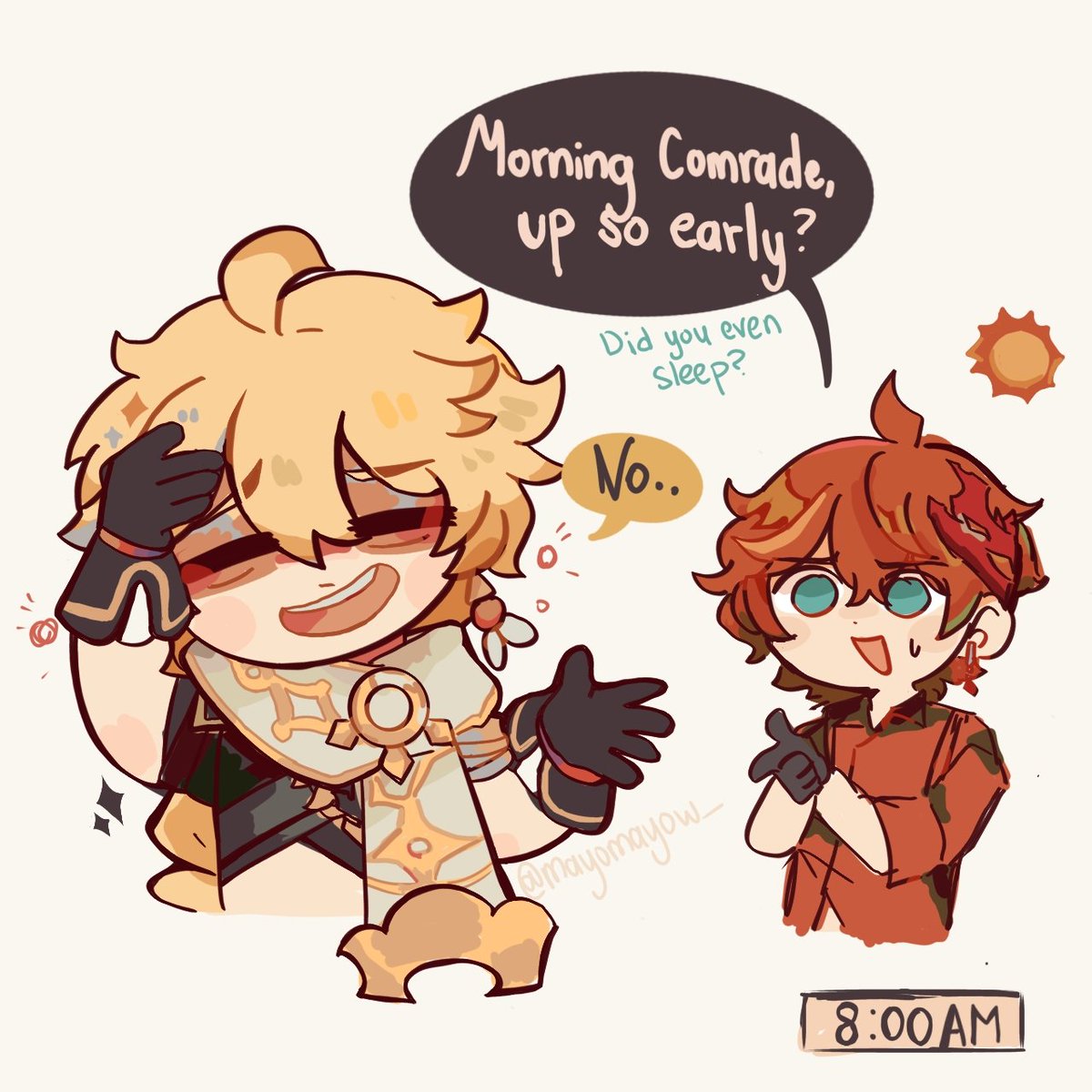 MayoMayow_'s tweet image. He did sleep, just doesn't feel like he does
#GenshinImpact #Tartaglia #Childe #Aether