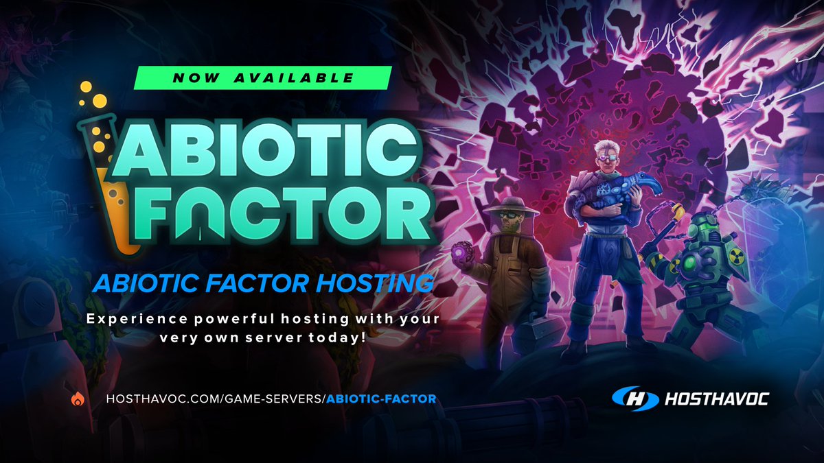 HostHavoc's tweet image. Abiotic Factor is leaving Early Access soon — and we're ready!
Get your very own server today and experience a lag-free full launch of #AbioticFactor on July 22.
🔥 hosthavoc.com/game-servers/a…