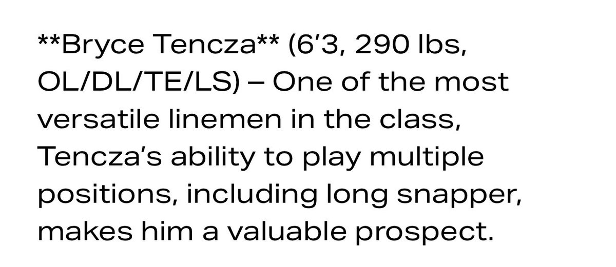 Bryce Tencza (@brycetencza66) on Twitter photo Thank you <a href="/LoganTillman/">Logan Tuley-Tillman</a> and <a href="/LT2FBA/">LT2FBA Global</a> for the write up and for recognizing me as a 2026 on the rise! <a href="/Tyler_Plantz/">Tyler Plantz</a> <a href="/EDGYTIM/">Timothy “EDGYTIM” OHalloran</a> <a href="/LemmingReport/">Tom Lemming</a> <a href="/PrepRedzoneIL/">Prep Redzone Illinois</a> <a href="/FISTFootball/">FIST FootballAcademy</a>
<a href="/camgalganoGPS/">Cam Galgano, CSCS</a> <a href="/MethodAthletics/">Method Athletics</a>
<a href="/5StarScouting/">5StarScouting™</a> Thank you <a href="/LoganTillman/">Logan Tuley-Tillman</a> and <a href="/LT2FBA/">LT2FBA Global</a> for the write up and for recognizing me as a 2026 on the rise! <a href="/Tyler_Plantz/">Tyler Plantz</a> <a href="/EDGYTIM/">Timothy “EDGYTIM” OHalloran</a> <a href="/LemmingReport/">Tom Lemming</a> <a href="/PrepRedzoneIL/">Prep Redzone Illinois</a> <a href="/FISTFootball/">FIST FootballAcademy</a>
<a href="/camgalganoGPS/">Cam Galgano, CSCS</a> <a href="/MethodAthletics/">Method Athletics</a>
<a href="/5StarScouting/">5StarScouting™</a>