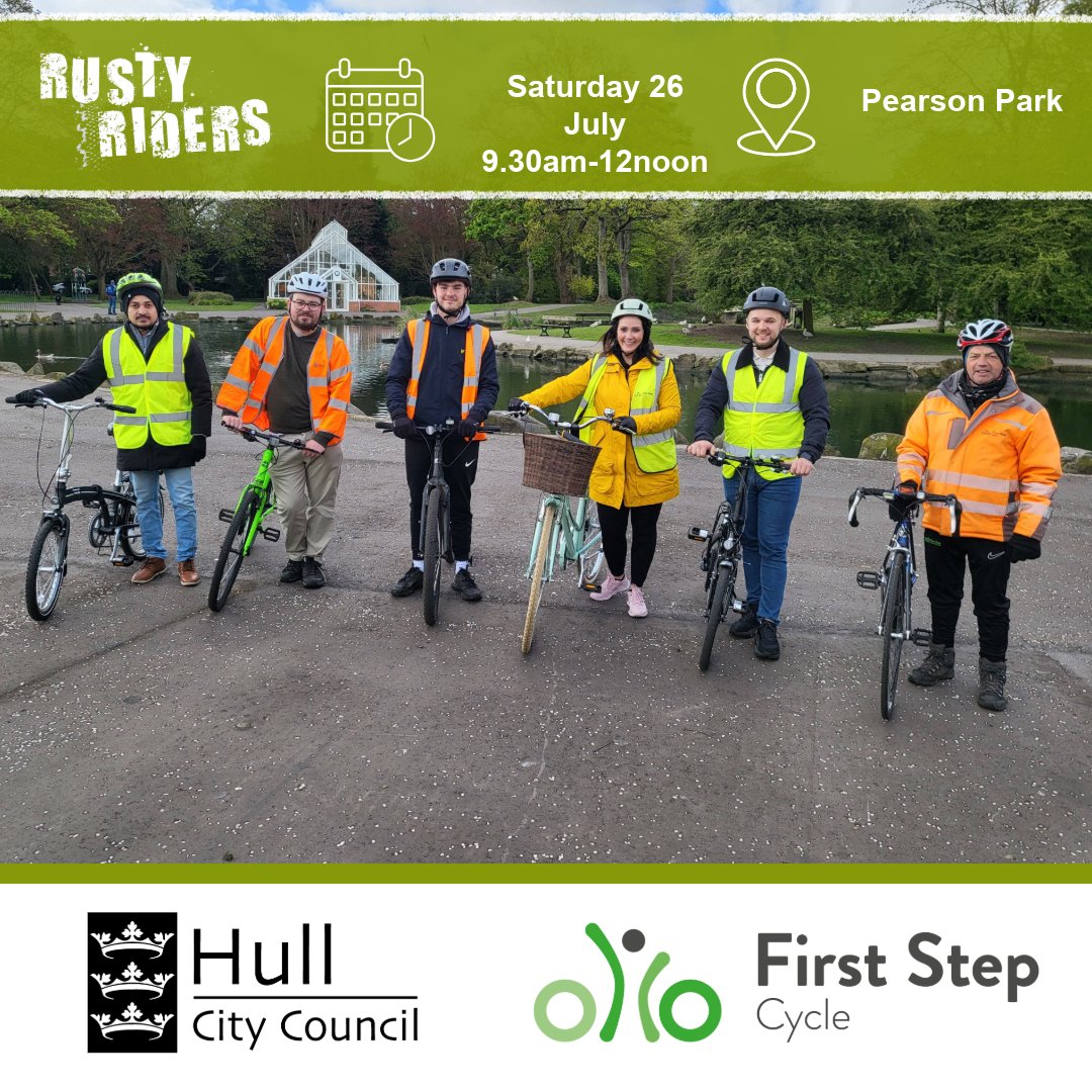 travel_hull's tweet photo. Want to boost your cycling skills? 🚲

Book onto a free #RustyRiders session on:

🗓️ Saturday 26 July
📍 Pearson Park

Book your place ⤵️

🔗 https://t.co/hsmWCHLzc6 https://t.co/D5QFdNpljw