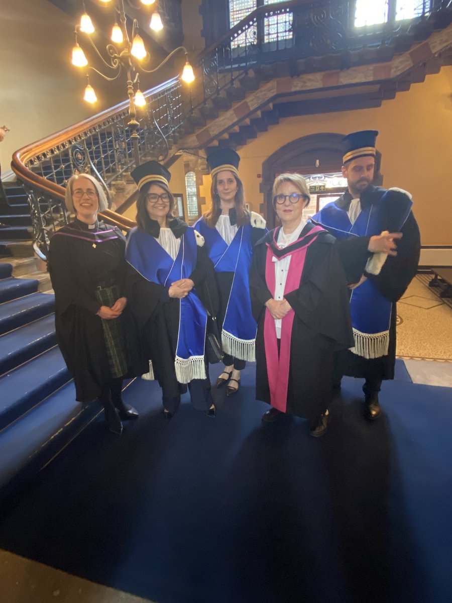 Wonderful to see our academic colleagues from <a href="/Unibo/">Università di Bologna</a> here at this afternoons graduation ceremony. The University of Bologna was founded in 1088, and is the oldest university in the Western world. <a href="/UofGlasgow/">University of Glasgow</a> founded in 1451, is a mere 574 years old.