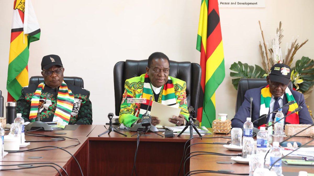H.E. President and First Secretary of ZANU PF <a href="/ZANUPF_Official/">ZANU PF</a>, <a href="/edmnangagwa/">President of Zimbabwe</a> chairs the 385th Ordinary mid-year session of the Politburo. 

In his opening remarks, the President said the session allows the Party to reflect on the social, political and  economic landscape and the