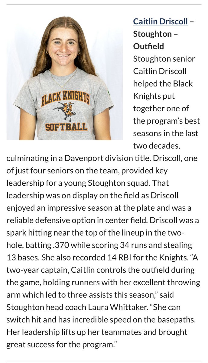 massdrifterssb's tweet photo. Congratulations Caitlin Driscoll, Emma Callahan, Meghan Kelley, and @VittoriaCuscia on your Hockomock Sports Softball Awards and Hockomock League All Star Awards! Thank you @HockomockSports for highlighting our Mass Drifters athletes during their high school season! https://t.co/V4YvIYlftg