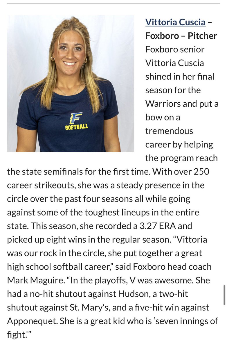 massdrifterssb's tweet photo. Congratulations Caitlin Driscoll, Emma Callahan, Meghan Kelley, and @VittoriaCuscia on your Hockomock Sports Softball Awards and Hockomock League All Star Awards! Thank you @HockomockSports for highlighting our Mass Drifters athletes during their high school season! https://t.co/V4YvIYlftg