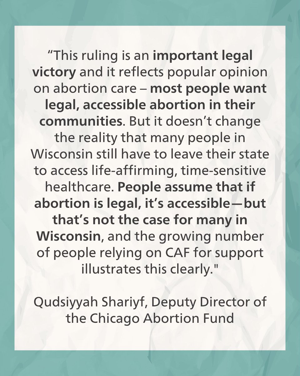 BREAKING NEWS: The WI Supreme Court just struck down the state’s 1849 abortion ban – permanently blocking one of the oldest abortion restrictions in the country 🎉🙌 

#Wisconsin #abortion #RoeVWade #prochoice #BreakingNews