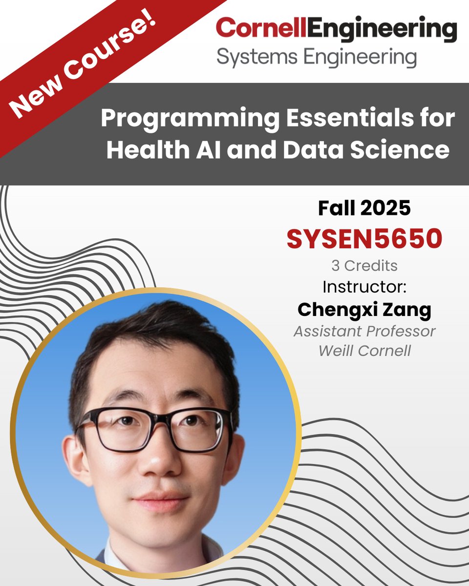 CornellSystems's tweet image. We did it again! ππ
Introducing brand new Fall 2025 Systems Engineering courses! ππ§
Stay tuned and be on the lookout π β enrollment opens soon, and you wonβt want to miss these exciting additions!