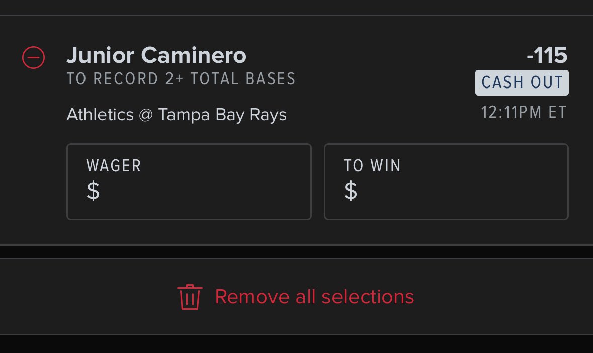 JoeDiLaura's tweet photo. @Dataman422 @bet_105 Junior caminero 2+ bases -115 2.3 to win 2 https://t.co/RhdCDD3zu8